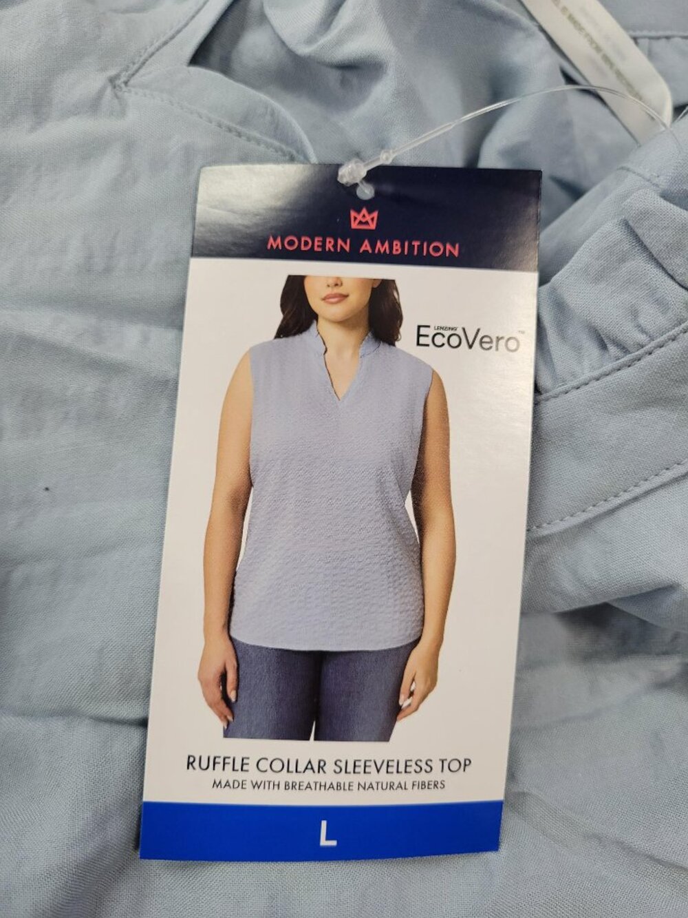Modern Ambition Women’s Blouse, Sleeveless, Blue Size L